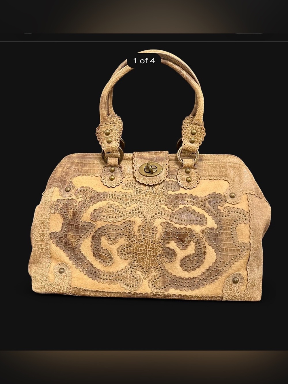 RARE Vintage Isabella Fiore Ornate Leather Handbag - Y2K Boho Statement Piece
